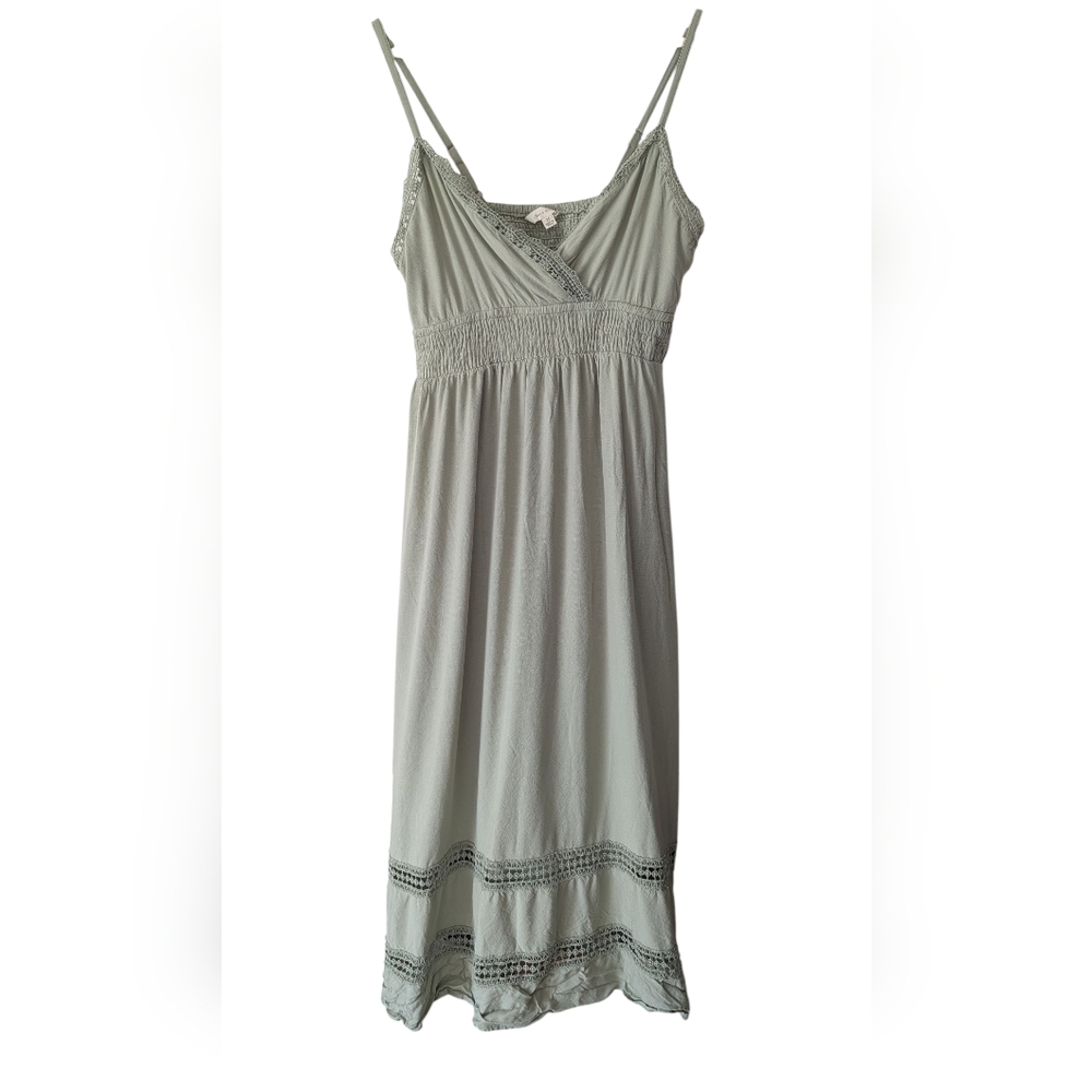 Sim & Sam Medium Sage Green Sundress Adjustable Straps Pullover Style